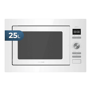 Cecotec GrandHeat 2590 Built-in Microondas Encastrable - 900W - Capacidad 25L - Grill 1000W - 8 Funciones Preconfiguradas - Temporizador - Revestimien