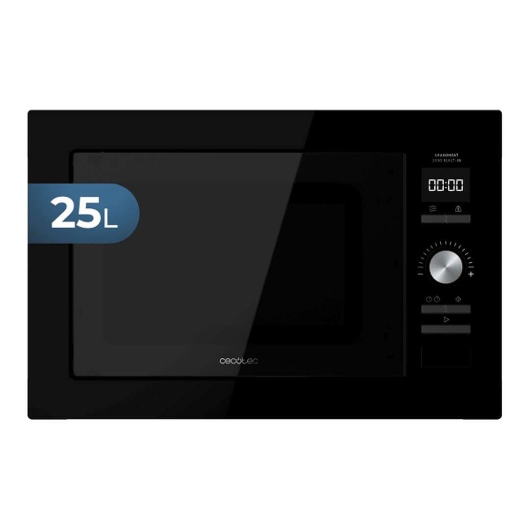 Cecotec GrandHeat 2590 Built-in Microondas Encastrable - 900W - Capacidad 25L - Grill 1000W - 8 Funciones Preconfiguradas - Temporizador - Revestimien 1