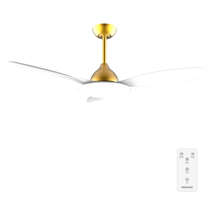 Cecotec EnergySilence 4800 Light GoldWhite Ventilador de Techo con 3 Aspas y Luz Integrada - 35W - Diametro de 48