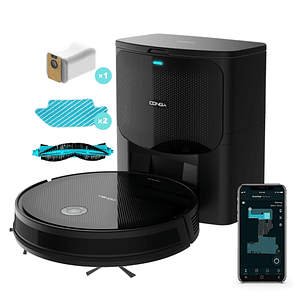Cecotec Conga 2499 Ultra Home Titanium Robot Aspirador 3 en 1 con Base de Autovaciado - 2100Pa - Navegacion Giroscopica - Capacidad 3L - Control App -