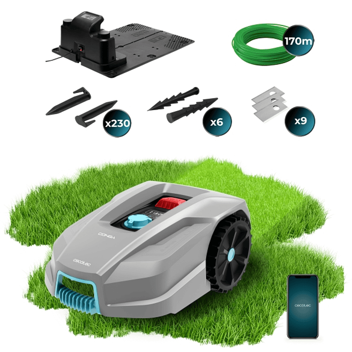 Cecotec Conga GrassHopper 800 Connected Robot Cortacesped Inteligente - Cobertura hasta 800m2 - Resistente al Agua IPX5 - Sensor de Lluvia - Ajuste de 1