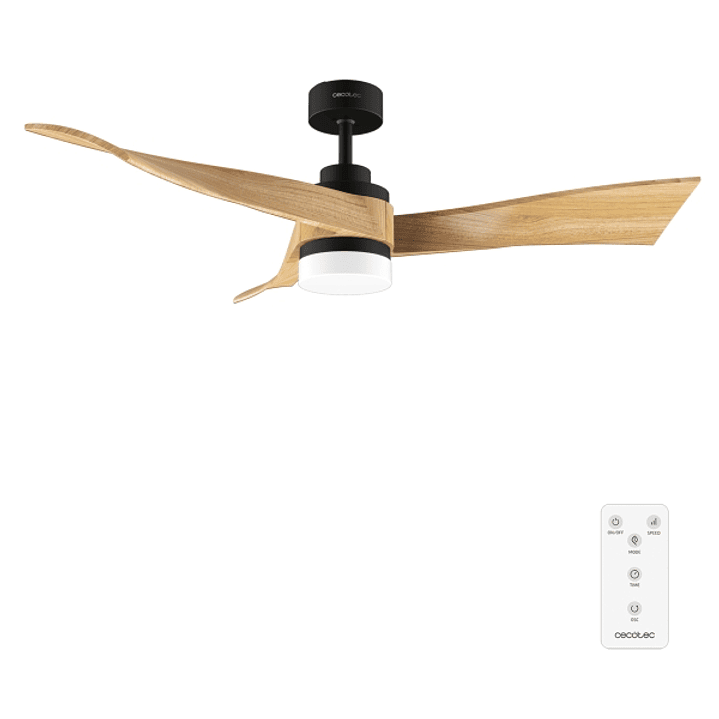 Cecotec EnergySilence Aero 5285 WhiteWood Ventilador de Techo con 3 Aspas de Madera y Luz - 40W - Diametro de 52