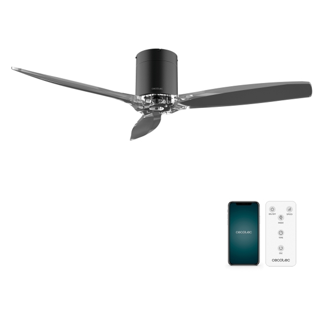 Cecotec EnergySilence Aero 5285 BlackTransparent Connected Ventilador de Techo de 3 Aspas - 40W - Diametro de 52