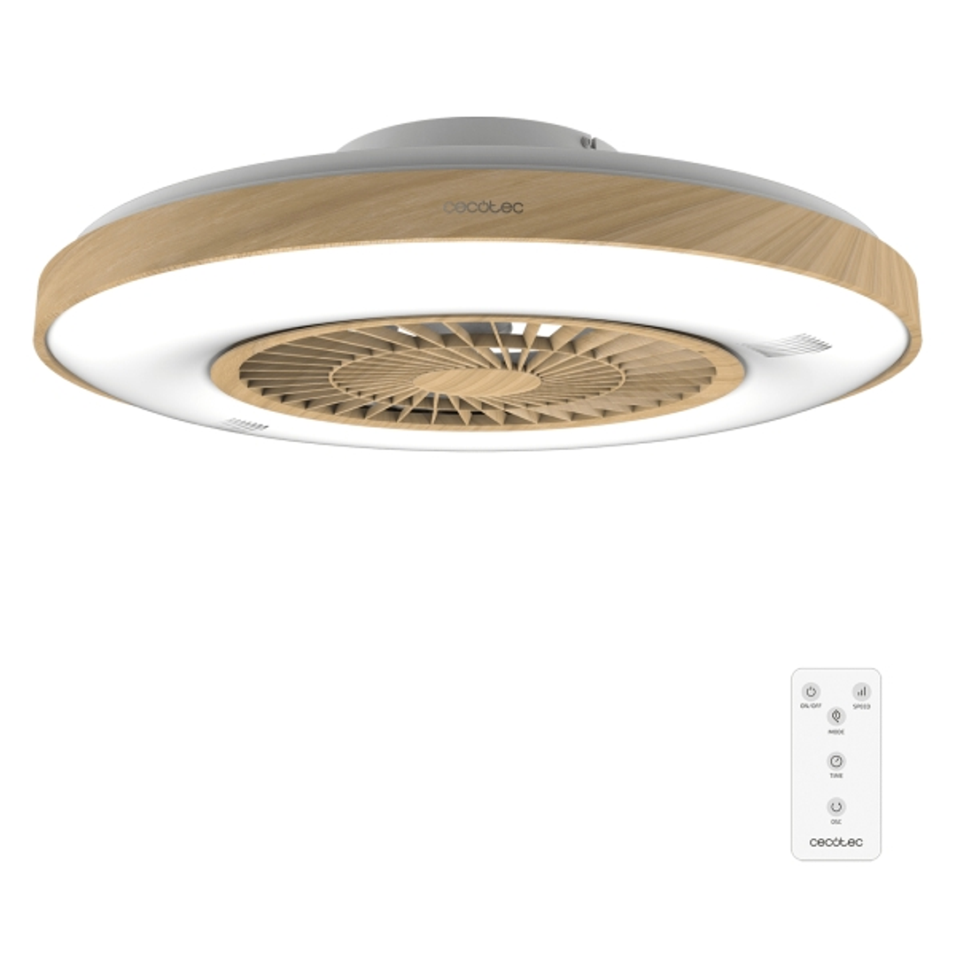 Cecotec EnergySilence LampAero 600 InsideWood Ventilador de Techo con 5 Aspas y Luz - 20W - 3 Tonos LED - Diametro de 24