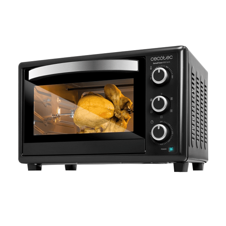 Cecotec Bake and Toast 3090 Gyro Horno de Sobremesa - 1500W - Capacidad de 30L - Rustidor Giratorio 360º - Conveccion - Puerta Doble de Cristal - Luz  1