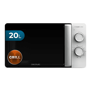 Cecotec Proclean 3110 Flatbed Microondas sin Plato - Potencia de 700W - Capacidad de 20L - Grill de 800W - Revestimiento Ceramico - Temporizador - Ele