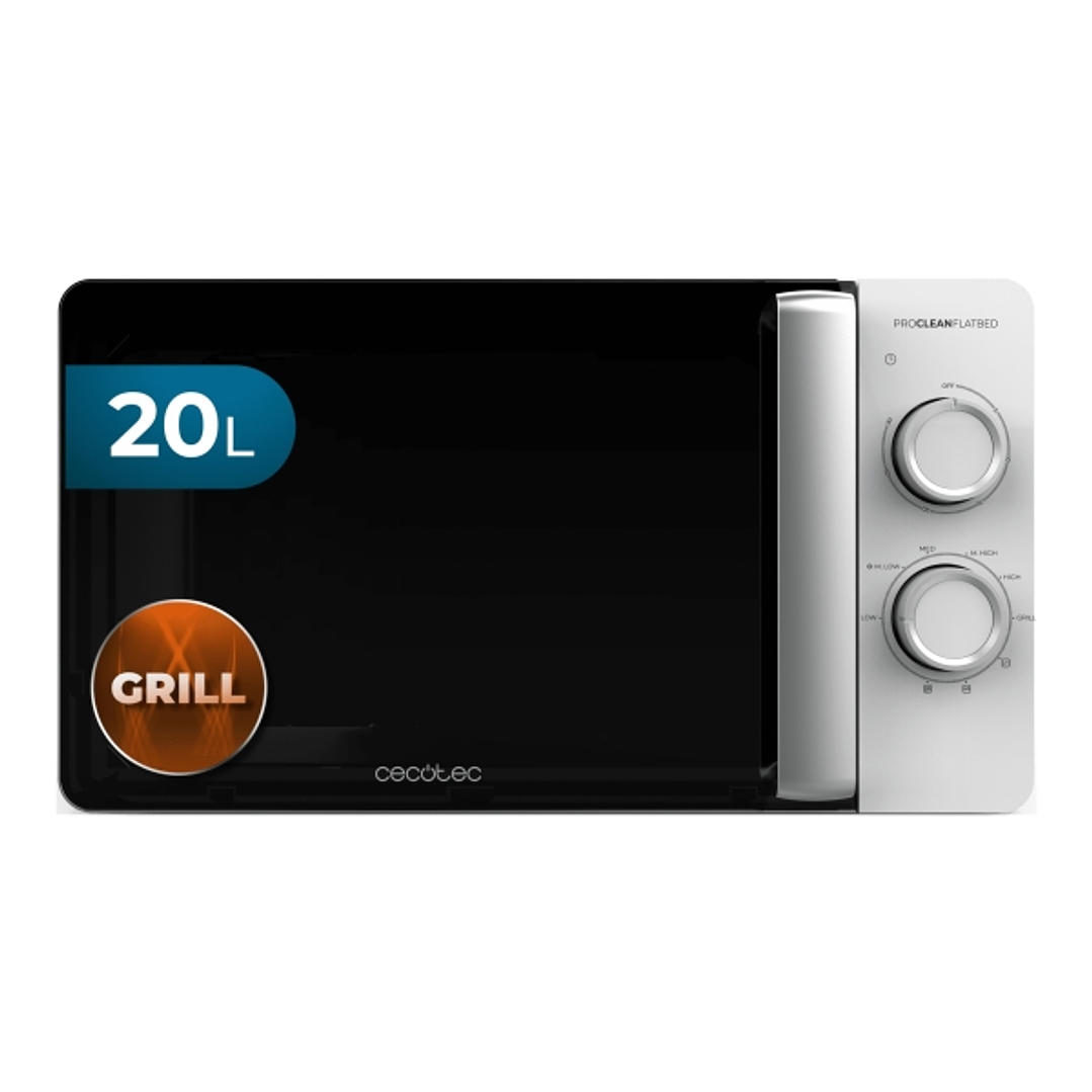 Cecotec Proclean 3110 Flatbed Microondas sin Plato - Potencia de 700W - Capacidad de 20L - Grill de 800W - Revestimiento Ceramico - Temporizador - Ele 1