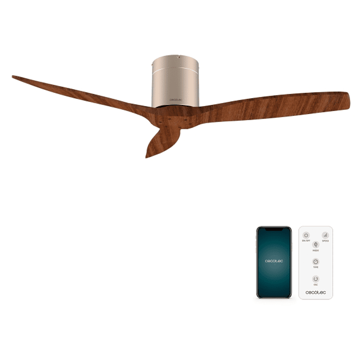 Cecotec EnergySilence Aero 5500 Aqua GoldDarkWood Connected Ventilador de Techo de 3 Aspas - 40W - Diametro de 52