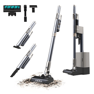 Cecotec Scoba 2100 Station Aspirador Escoba Vertical sin Cable - 210W - Base con Autovaciado - Autonomia 40min - 20kPa - Cepillo Motorizado - Bateria 