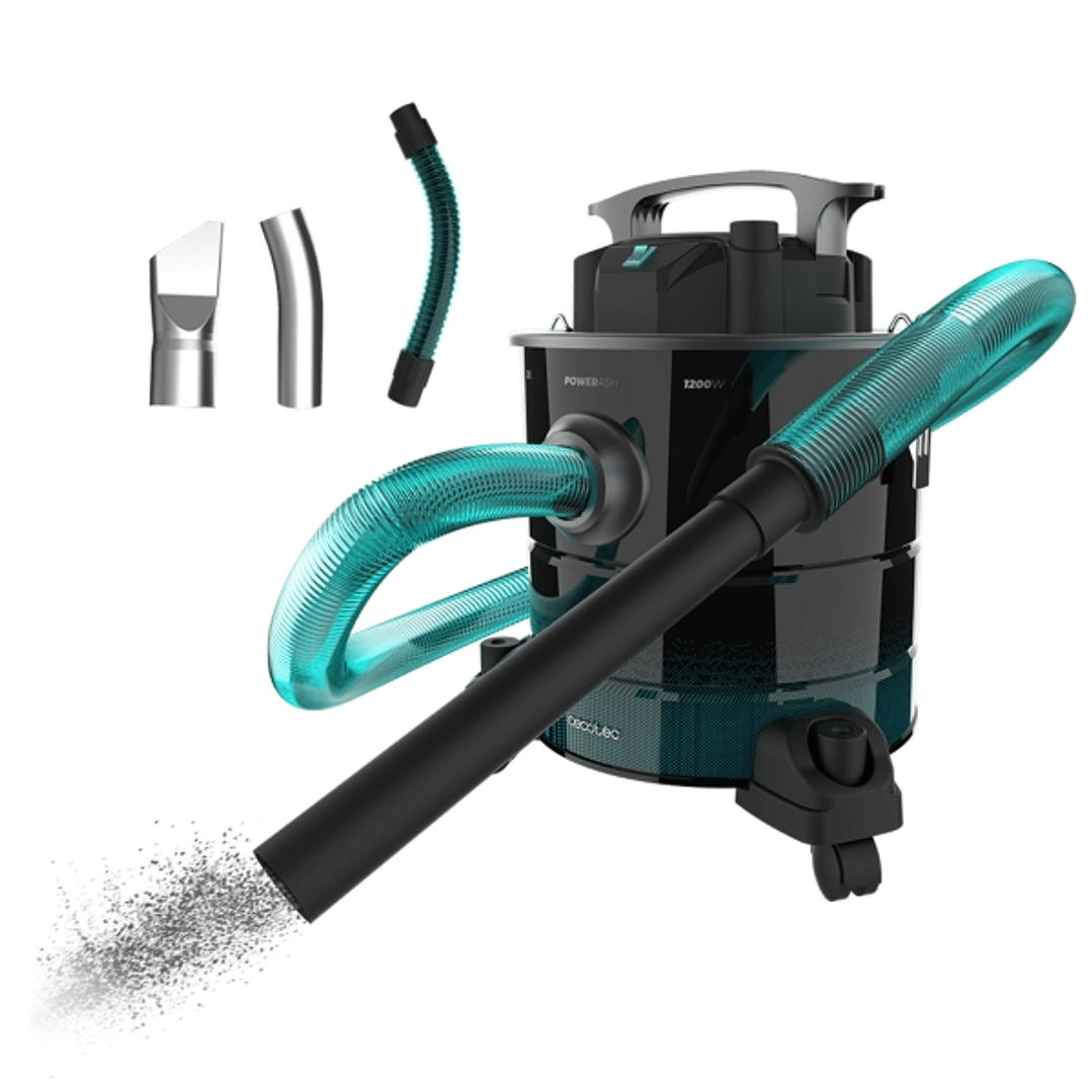 Cecotec Conga Ash 5000 EasyGo Aspirador de Cenizas - 1200W - Succion 18kPa - Capacidad 20L - Ruedas y Asa para Transporte - Tubo Reforzado Metalico -  1