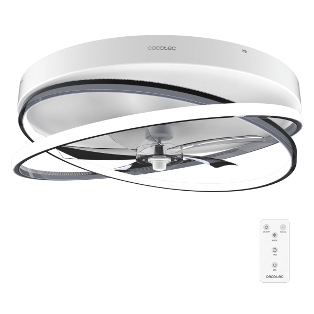 Cecotec EnergySilence LampAero 600 FlowLight Ventilador de Techo con 5 Aspas y Luz - 20W - Aro LED con 3 Tonos - Diametro de 24