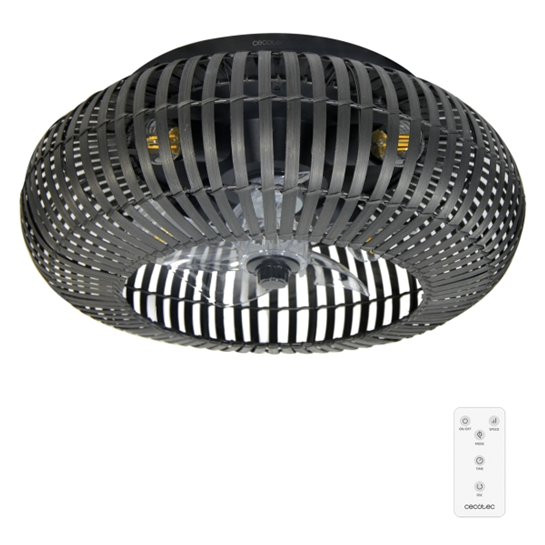 Cecotec EnergySilence LampAero 600 Natural DarkWood Ventilador de Techo con 5 Aspas y Luz - 20W - Tulipa de Madera Negra - 3 Tonos - Temporizador - 3  1