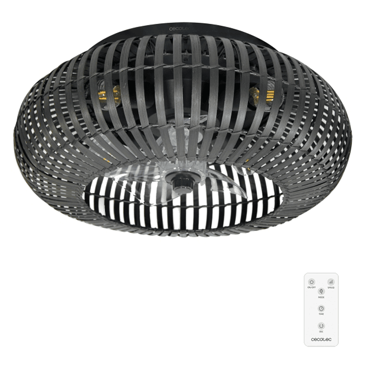 Cecotec EnergySilence LampAero 600 Natural DarkWood Ventilador de Techo con 5 Aspas y Luz - 20W - Tulipa de Madera Negra - 3 Tonos - Temporizador - 3  1