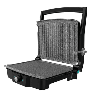 Cecotec Rock’nGrill 2000 Stone Ceramic MixandGrill Parrilla Electrica - 2000W - Antiadherente - Grill y Plancha - Apertura 180º - Bandejas Recogegrasa