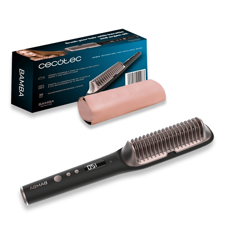 Cecotec Bamba InstantCare 1400 Excellence Brush Cepillo Alisador - LCD - Temperatura Ajustable - Calentamiento en 30 Segundos - Cable 360º de Rotacion 1