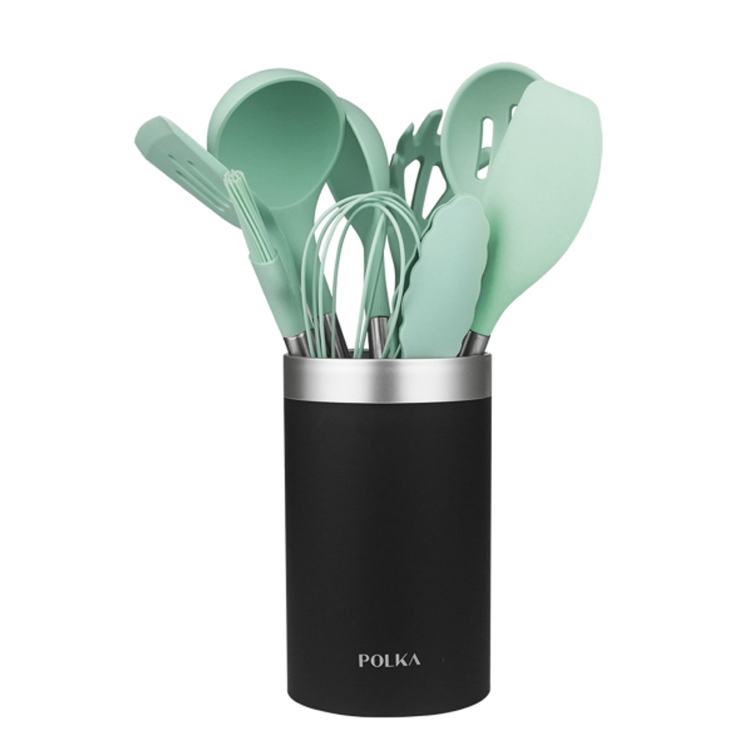 Cecotec Polka Experience Shark Pack de 9 Utensilios de Cocina - Mango de Acero y Caucho Termoplastico - Silicona Antiadherente - Resistente hasta 220° 1