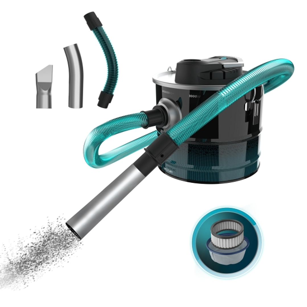 Cecotec Conga Ash 3000 Home Aspirador de Cenizas - 1000W - Capacidad 15L - Succion 15kPa - Tubo Reforzado Metalico - Deposito Acero Inoxidable - Boqui 1