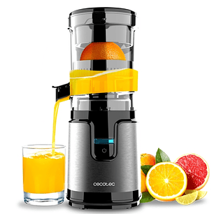 Cecotec Essential TowerAdjust Easy Steel Exprimidor Electrico Automatico - 140W - Capacidad 0.35L - Filtro y Cono - Sistema Antigoteo - Base Antidesli