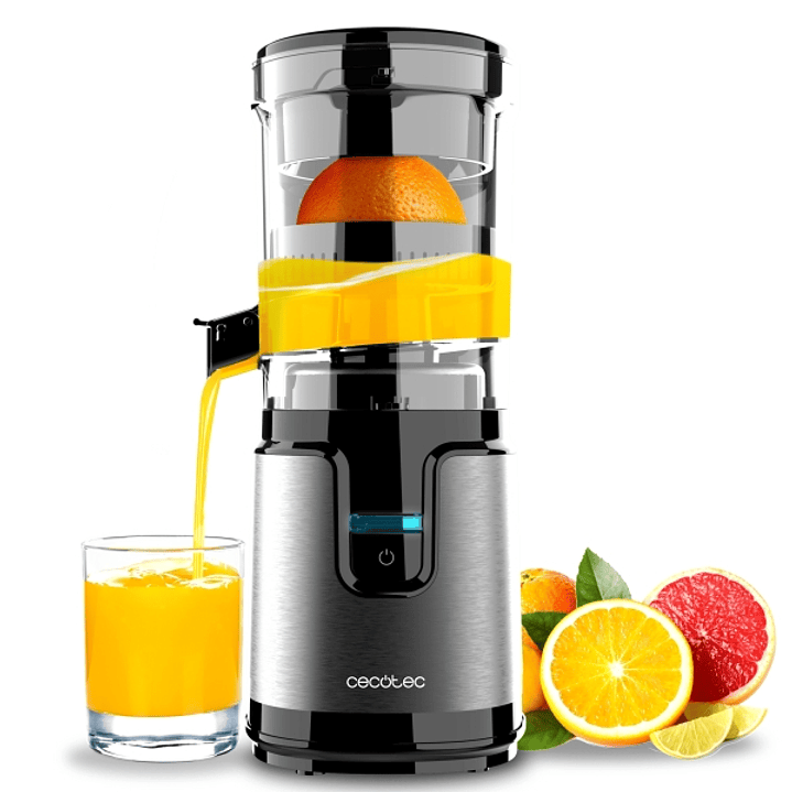 Cecotec Essential TowerAdjust Easy Steel Exprimidor Electrico Automatico - 140W - Capacidad 0.35L - Filtro y Cono - Sistema Antigoteo - Base Antidesli 1
