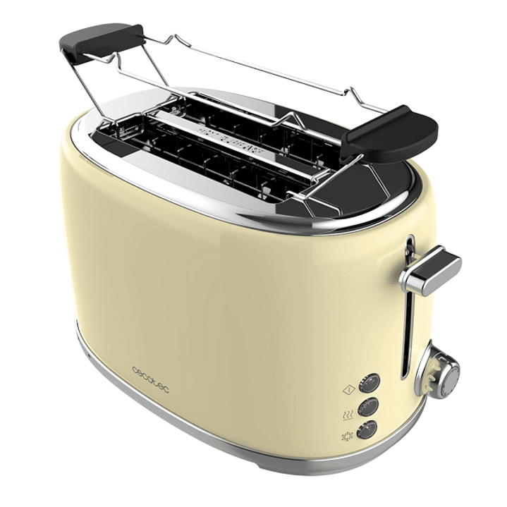 Cecotec Toast and Taste 1000 Retro Double Tostadora de Doble Ranura - 980W - Ranura Ancha - Acero Inoxidable - Autocentrado - Bandeja Recogemigas Extr 1