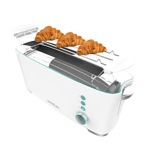Cecotec Toast and Taste ExtraW Tostadora de Ranura Larga - 1000W - Ranura XL Extra Ancha - Calienta Panecillos - Funciones Descongelar y Recalentar - 