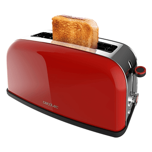 Cecotec Toastin' Time 850 Tostadora de Ranura Larga - 850W - Ranura Ancha - Acero Inoxidable - Apagado y Pop-Up Automatico - Autocentrado - 7 Niveles 