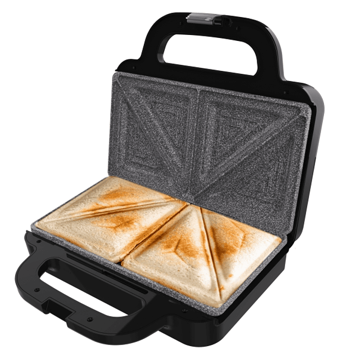 Cecotec Rock'nToast Deep Classic Sandwichera - 1000W - Capacidad para 2 Sandwiches - Placas Triangulares - Antiadherente - Acero Inoxidable - Indicado 1