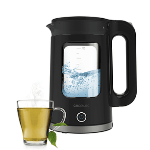 Cecotec Thermosense 330 Glassy Hervidor de Agua Electrico - 2200W - Capacidad 1.7L - Vidrio de Borosilicato - Funcion Mantenimiento de Calor - Filtro 