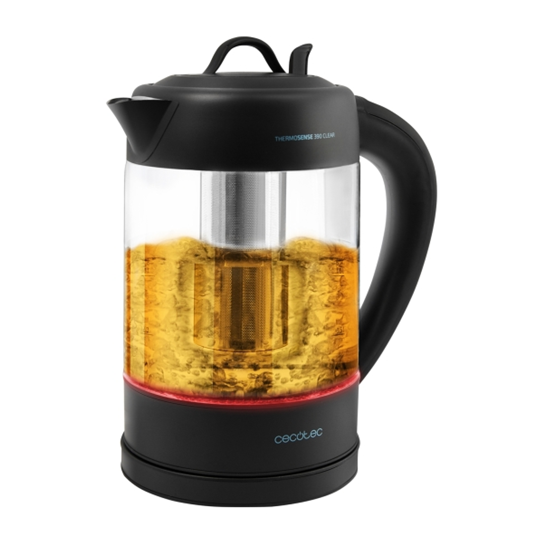 Cecotec Thermosense 390 Clear Hervidor de Agua Electrico 2 en 1 - 2200W - Capacidad 1.7L - Control de Temperatura - Filtro Antical Desmontable - Base  1