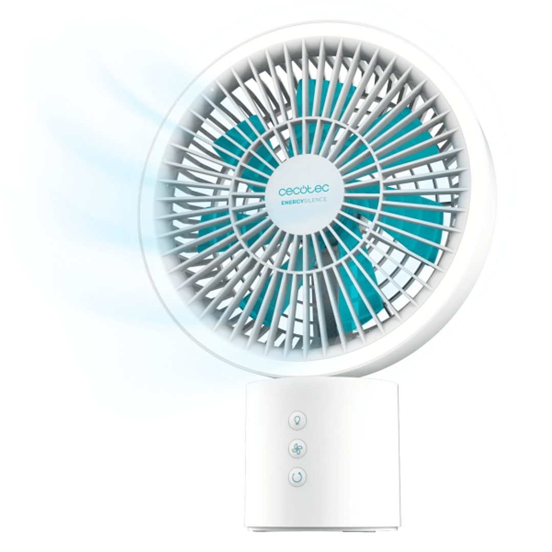 Cecotec EnergySilence 8000 Portable Light Desk Ventilador de Sobremesa Inalabrico - Bateria de 8000mAh - Oscilacion 360º - 3 Tonos LED - 4 Velocidades 1