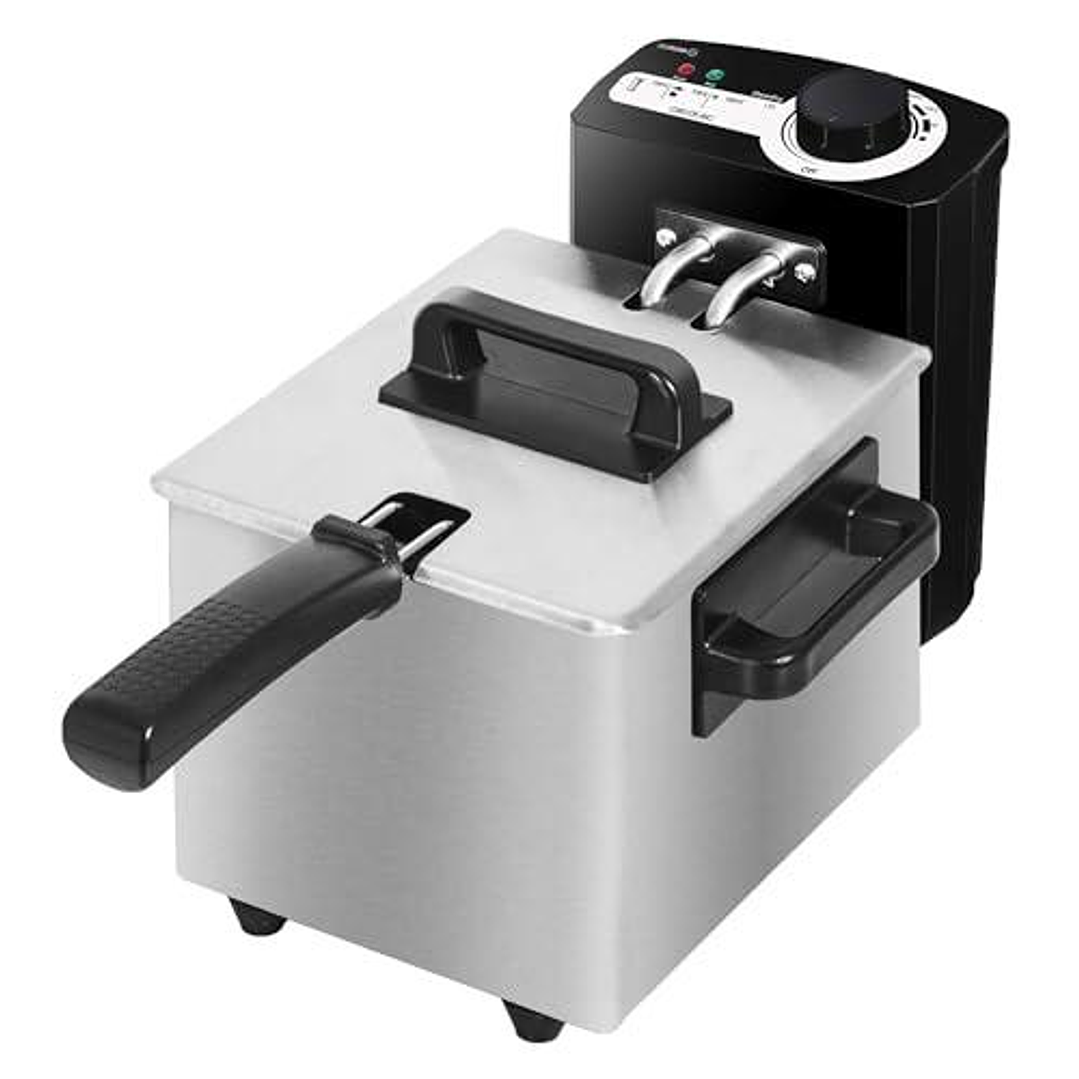 Cecotec Cleanfry Freidora de Aceite - 1000W - Capacidad de 1.5L - Filtro Oilcleaner - Temperatura hasta 190 ºC - Cubeta Esmaltada Apta para Lavavajill 1