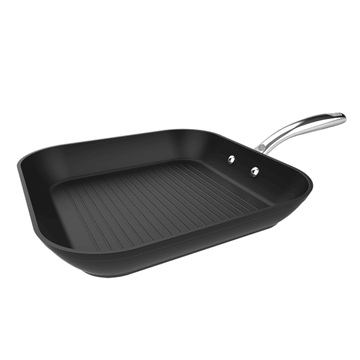 Cecotec Polka Fantasy Grill Silver Sarten Cuadrada de 28cm - Aluminio Forjado - Mango de Acero Inoxidable - Antiadherente - Libre de PFOA - Horno hast 1