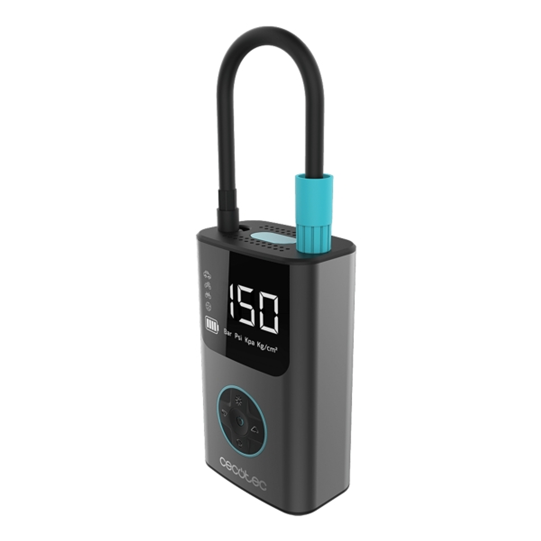 Cecotec Air Max Inflador Electrico - 150psi de Presion Maxima - Compatibilidad Multiple - Doble Bateria de Litio 2000mAh - USB-C - Inflado Rapido - Ca 1
