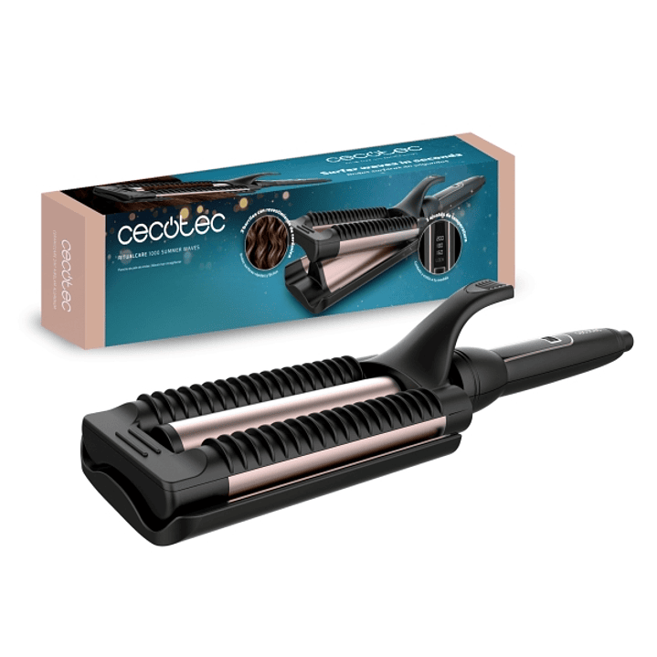 Cecotec RitualCare 1000 Summer Waves Plancha de Pelo para Ondas - Revestimiento Ceramico - Barriles de 25mm - 3 Temperaturas Ajustables - Ergonomico - 1