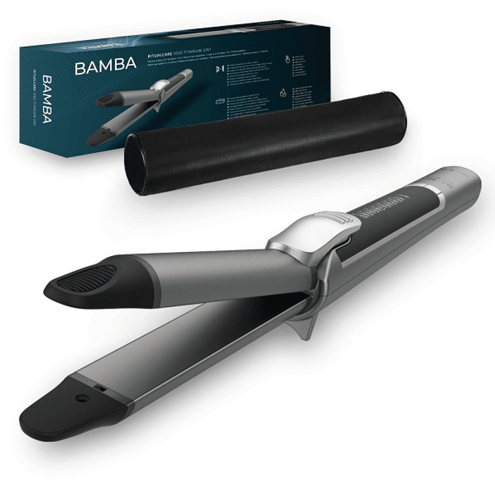 Cecotec Bamba RitualCare 1000 Titanium Plancha de Pelo 2 en 1 - Revestimiento de Titanio - Calentamiento Ultrarrapido - Tactil - Temperatura de 140 a  1
