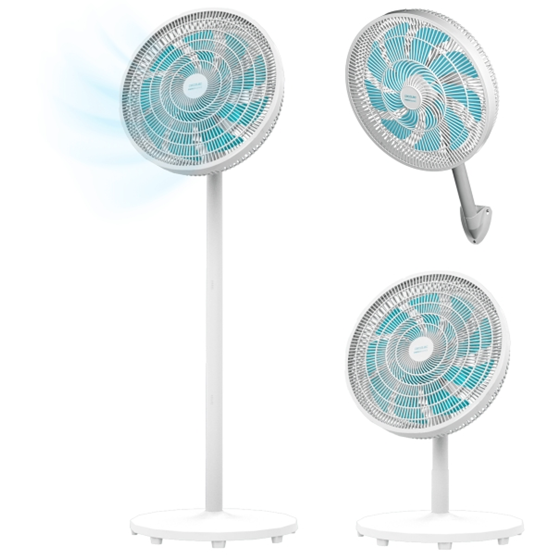 Cecotec EnergySilence 550 Ventilador de Pie 3 en 1 con 9 Aspas - Potencia de 60W - Diametro de 40cm - 3 Velocidades - Oscilacion 80º - Altura Ajustabl 1