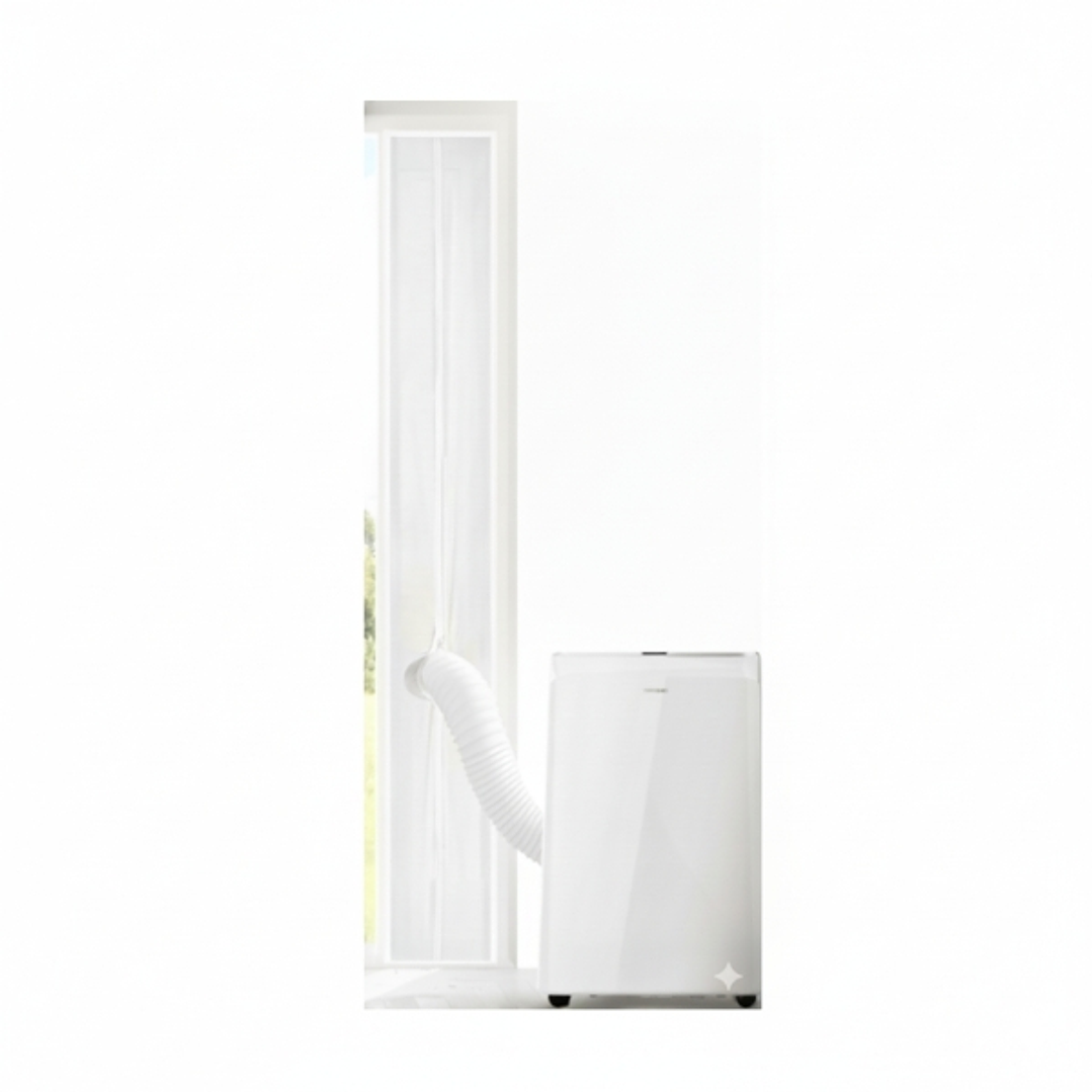 Cecotec Cubierta para Ventanas - Poliester - Aisla Del Exterior - Cremallera y Cinta Adhesiva - Facil de Sellar - Ideal para Aires Portatiles - 230x35 1