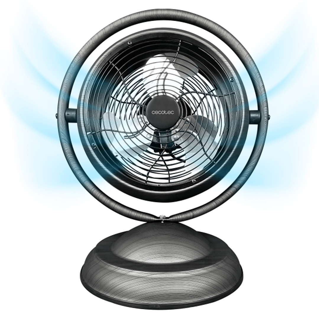 Cecotec EnergySilence 1000 RetroDesk Wood Ventilador de Sobremesa con 3 Aspas - Potencia de 20W - Diametro de 10