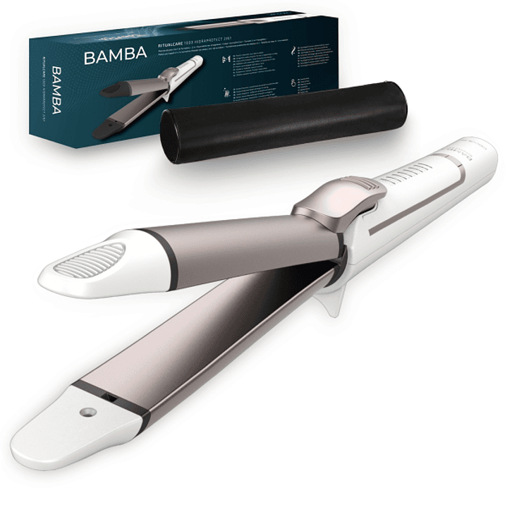 Cecotec Bamba RitualCare 1000 HidraProtect Plancha de Pelo 2 en 1 - Bateria de 600mAh - 75min de Uso - Iones Negativos - Selector Tactil - Temperatura 1