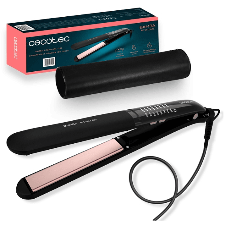 Cecotec Bamba RitualCare 1200 Titanium Ion Touch Plancha de Pelo - Tactil - Iones Negativos - Temperatura de 160 a 230°C - Placas Flotantes 3D de Tita 1