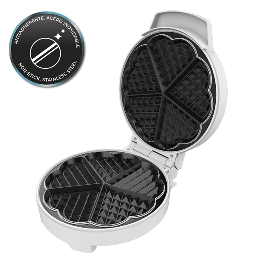 Cecotec Fun Gofrestone Sweetie Gofrera - Potencia de 1000W - Revestimiento Antiadherente - Placa Circular de 19cm - Indicador Luminoso - Material Acer 1