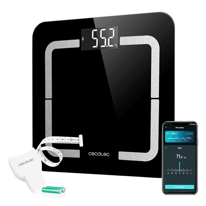 Cecotec Surface Precision Smart Healthy Bascula Corporal hasta 180kg - 4 Sensores - 10 Parametros - Bluetooth - Cristal Templado - Funcion Bebe - LCD  1