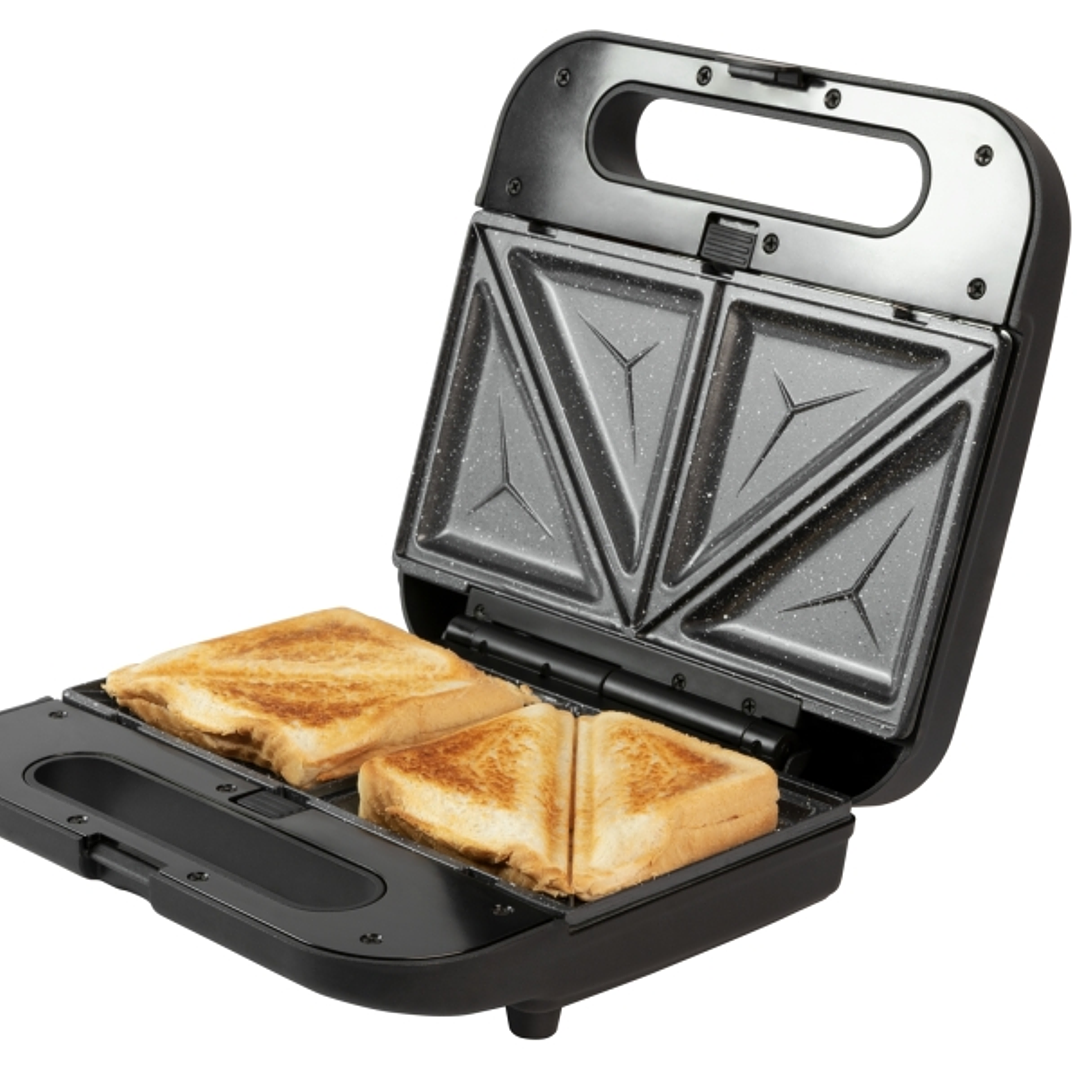 Cecotec Rock'nToast 1000 Sandwichera 3 en 1 - Potencia de 800W - Capacidad para 2 Sandwiches - Revestimiento Antiadherente - Placas Intercambiables -  1