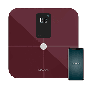 Cecotec Surface Precision 10400 Smart Healthy Vision Garnet Bascula Corporal hasta 180kg - LCD - Bluetooth 4.0 - Bateria 600mAh - Cristal Templado - P