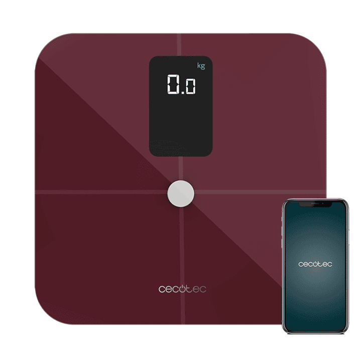 Cecotec Surface Precision 10400 Smart Healthy Vision Garnet Bascula Corporal hasta 180kg - LCD - Bluetooth 4.0 - Bateria 600mAh - Cristal Templado - P 1
