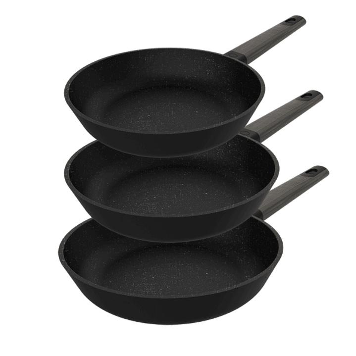 Cecotec Polka Excellence Force Pack de 3 Sartenes de 18, 22 y 26cm - Aluminio Fundido - Teflon Antiadherente - Apto para Lavavajillas - Compatible con 1