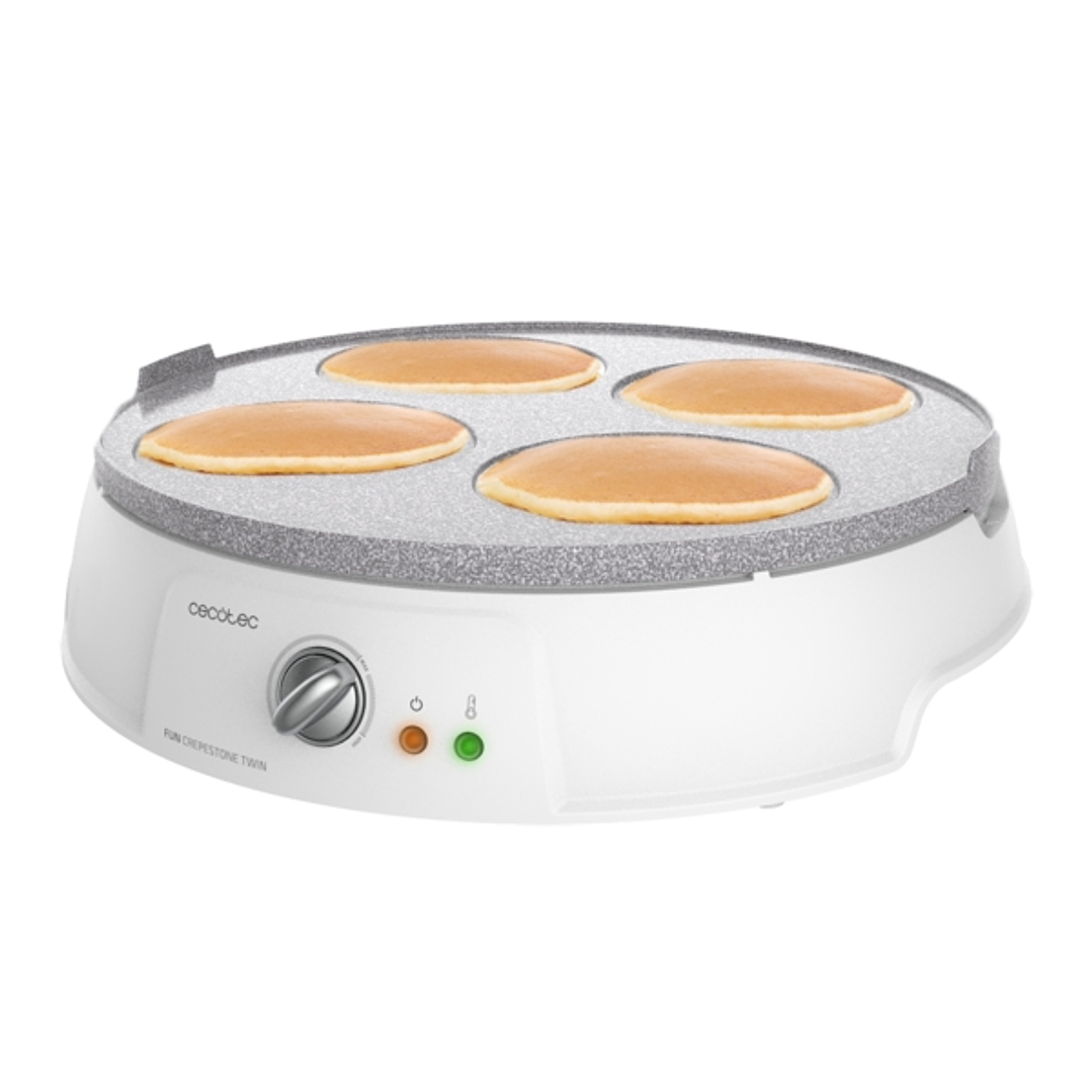 Cecotec Fun Crepestone Twin Crepera - 1200W - Placa Antiadherente Reversible - Espatula y Rodillo - 30.5cm de Diametro - Regulador de Temperatura - Pr 1