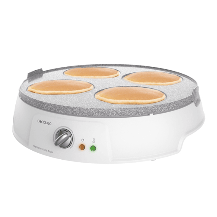 Cecotec Fun Crepestone Twin Crepera - 1200W - Placa Antiadherente Reversible - Espatula y Rodillo - 30.5cm de Diametro - Regulador de Temperatura - Pr 1