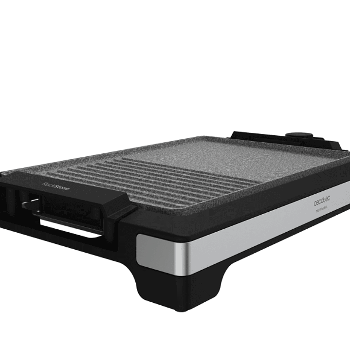 Cecotec Tasty and Grill 2000 Inox MixStone Plancha Electrica - 2000W - Antiadherente - Termostato Regulable - Acabado en Acero Inoxidable - Bandeja Re 1