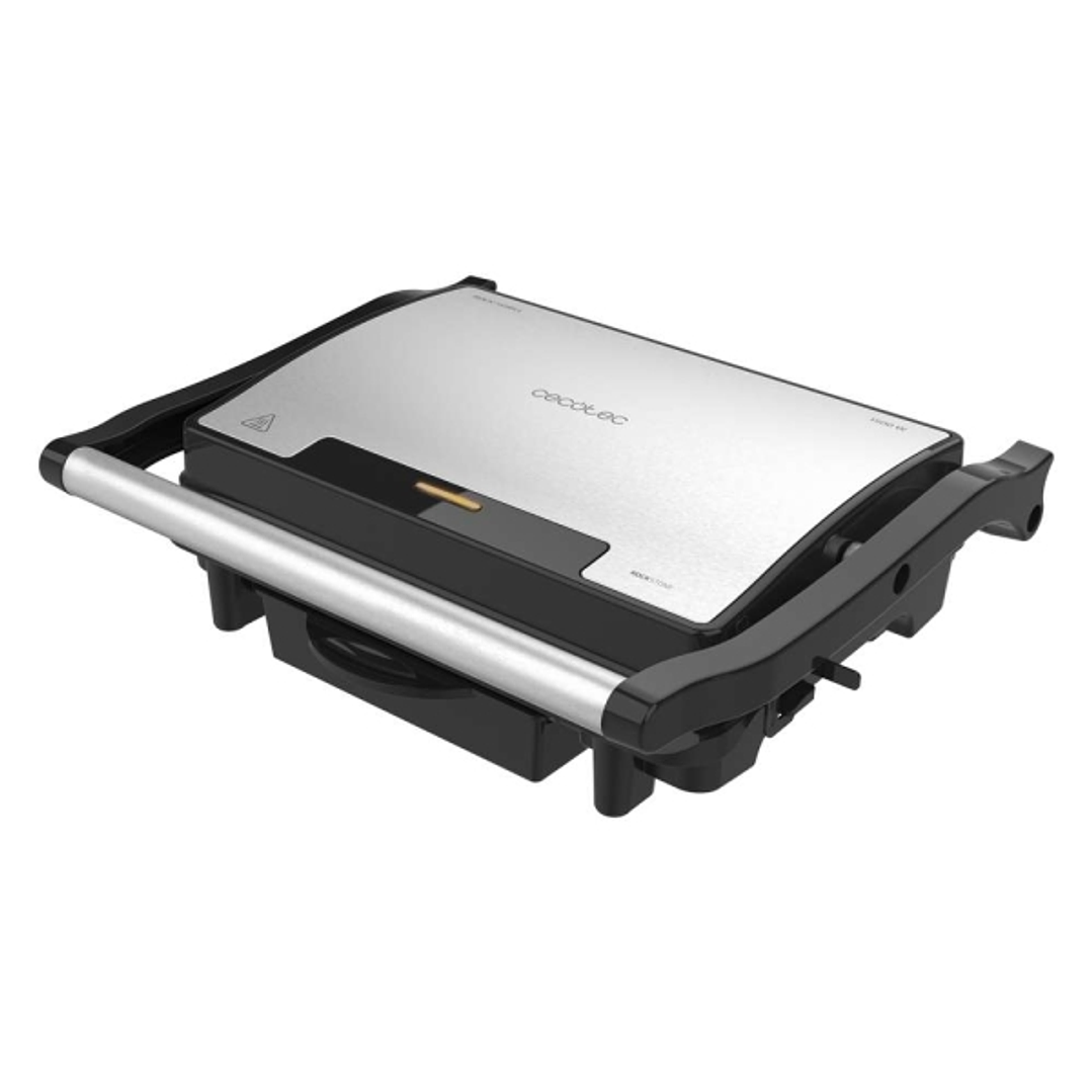 Cecotec Rock'nGrill Rapid Parrilla Electrica - 1500W - Revestimiento Antiadherente - Placa Ajustable en Altura - Bandeja Recogegrasas - Compacto - Ide 1